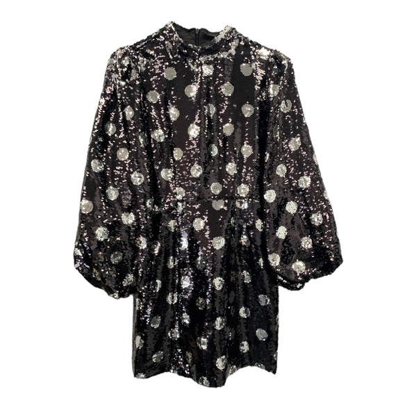 Sister Jane Olympic Sequin Mini Dress Black/Silver Sz S - Picture 6 of 13